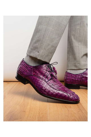 Marco Di Milano Apricena Genuine Purple Caiman Crocodile Derby (MDM1092)-AmbrogioShoes