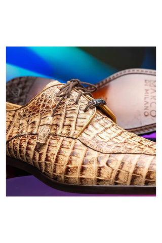 Marco Di Milano Apricena Genuine Rustic Orix Caiman Crocodile Derby (MDM1092)-AmbrogioShoes
