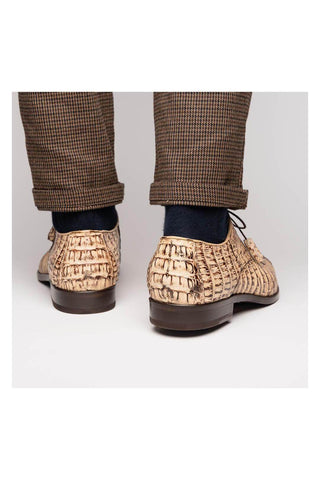 Marco Di Milano Apricena Genuine Rustic Orix Caiman Crocodile Derby (MDM1092)-AmbrogioShoes