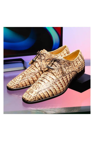 Marco Di Milano Apricena Genuine Rustic Orix Caiman Crocodile Derby (MDM1092)-AmbrogioShoes
