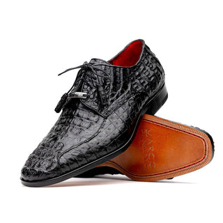 Marco Di Milano Apricena Men's Shoes Genuine Black Caiman Crocodile Derby (MDM1092)-AmbrogioShoes