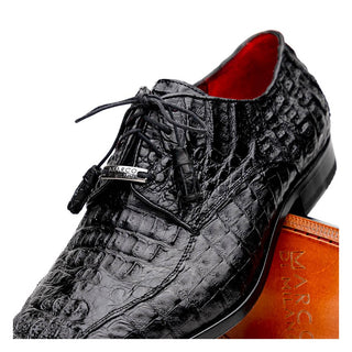 Marco Di Milano Apricena Men's Shoes Genuine Black Caiman Crocodile Derby (MDM1092)-AmbrogioShoes