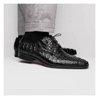 Marco Di Milano Apricena Men's Shoes Genuine Black Caiman Crocodile Derby (MDM1092)-AmbrogioShoes