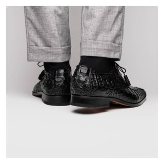 Marco Di Milano Apricena Men's Shoes Genuine Black Caiman Crocodile Derby (MDM1092)-AmbrogioShoes