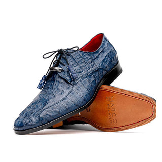 Marco Di Milano Apricena Men's Shoes Genuine Navy Caiman Crocodile Derby (MDM1092)-AmbrogioShoes