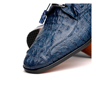 Marco Di Milano Apricena Men's Shoes Genuine Navy Caiman Crocodile Derby (MDM1092)-AmbrogioShoes