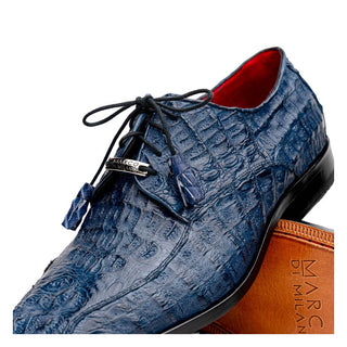 Marco Di Milano Apricena Men's Shoes Genuine Navy Caiman Crocodile Derby (MDM1092)-AmbrogioShoes