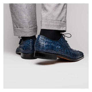 Marco Di Milano Apricena Men's Shoes Genuine Navy Caiman Crocodile Derby (MDM1092)-AmbrogioShoes