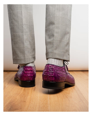 Marco Di Milano Apricena Men's Shoes Genuine Purple Caiman Crocodile Derby (MDM1092)-AmbrogioShoes