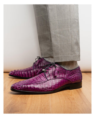 Marco Di Milano Apricena Men's Shoes Genuine Purple Caiman Crocodile Derby (MDM1092)-AmbrogioShoes