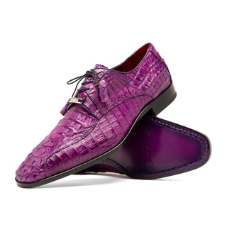Marco Di Milano Apricena Men's Shoes Genuine Purple Caiman Crocodile Derby (MDM1092)-AmbrogioShoes
