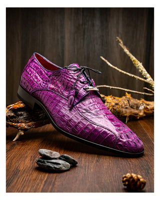 Marco Di Milano Apricena Men's Shoes Genuine Purple Caiman Crocodile Derby (MDM1092)-AmbrogioShoes