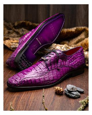 Marco Di Milano Apricena Men's Shoes Genuine Purple Caiman Crocodile Derby (MDM1092)-AmbrogioShoes