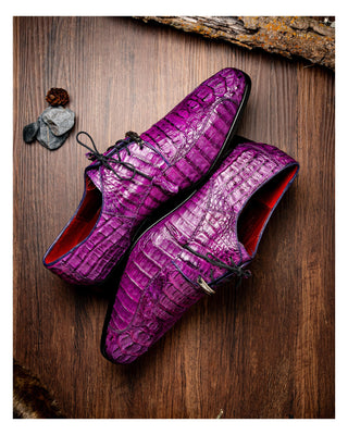 Marco Di Milano Apricena Men's Shoes Genuine Purple Caiman Crocodile Derby (MDM1092)-AmbrogioShoes