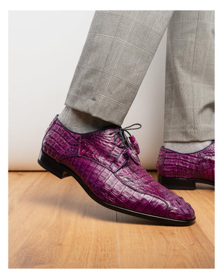 Marco Di Milano Apricena Men's Shoes Genuine Purple Caiman Crocodile Derby (MDM1092)-AmbrogioShoes