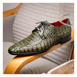 Marco Di Milano Apricena Men's Shoes Genuine Woodgreen Caiman Crocodile Derby (MDM1092)-AmbrogioShoes
