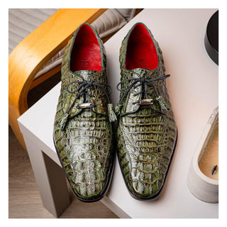 Marco Di Milano Apricena Men's Shoes Genuine Woodgreen Caiman Crocodile Derby (MDM1092)-AmbrogioShoes