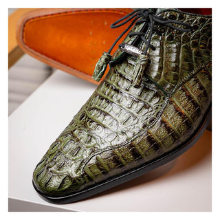 Marco Di Milano Apricena Men's Shoes Genuine Woodgreen Caiman Crocodile Derby (MDM1092)-AmbrogioShoes