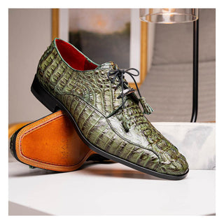 Marco Di Milano Apricena Men's Shoes Genuine Woodgreen Caiman Crocodile Derby (MDM1092)-AmbrogioShoes