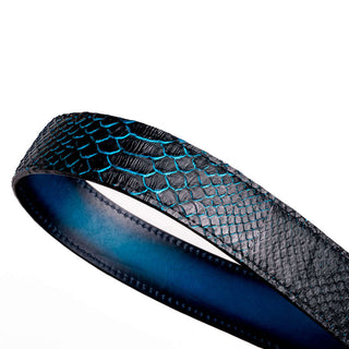 Marco Di Milano Arkansas Men’s Black & Blue Genuine Python Skin Belt (MDMB1046)-AmbrogioShoes