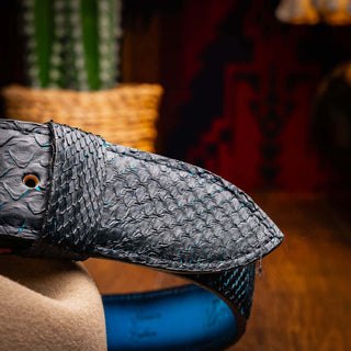 Marco Di Milano Arkansas Men’s Black & Blue Genuine Python Skin Belt (MDMB1046)-AmbrogioShoes