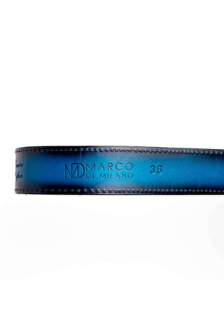 Marco Di Milano Arkansas Men’s Black & Blue Genuine Python Skin Belt (MDMB1046)-AmbrogioShoes