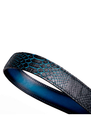 Marco Di Milano Arkansas Men’s Black & Blue Genuine Python Skin Belt (MDMB1046)-AmbrogioShoes