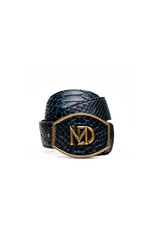 Marco Di Milano Arkansas Men’s Black & Blue Genuine Python Skin Belt (MDMB1046)-AmbrogioShoes