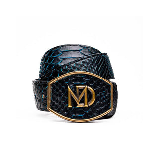 Marco Di Milano Arkansas Men’s Black & Blue Genuine Python Skin Belt (MDMB1046)-AmbrogioShoes