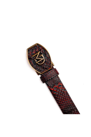 Marco Di Milano Arkansas Men’s Black Cherry Genuine Python Skin Belt (MDMB1046)-AmbrogioShoes
