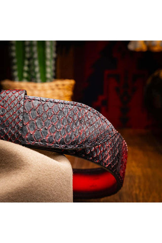 Marco Di Milano Arkansas Men’s Black Cherry Genuine Python Skin Belt (MDMB1046)-AmbrogioShoes