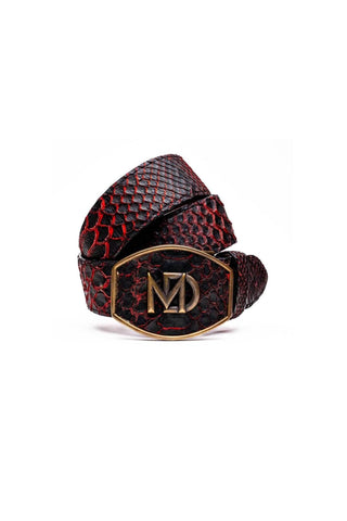 Marco Di Milano Arkansas Men’s Black Cherry Genuine Python Skin Belt (MDMB1046)-AmbrogioShoes