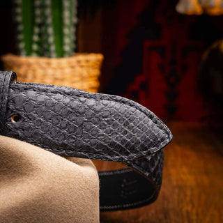 Marco Di Milano Arkansas Men’s Black Genuine Python Skin Belt (MDMB1046)-AmbrogioShoes