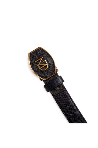 Marco Di Milano Arkansas Men’s Black Genuine Python Skin Belt (MDMB1046)-AmbrogioShoes