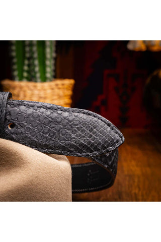 Marco Di Milano Arkansas Men’s Black Genuine Python Skin Belt (MDMB1046)-AmbrogioShoes