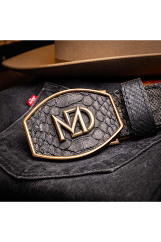 Marco Di Milano Arkansas Men’s Black Genuine Python Skin Belt (MDMB1046)-AmbrogioShoes