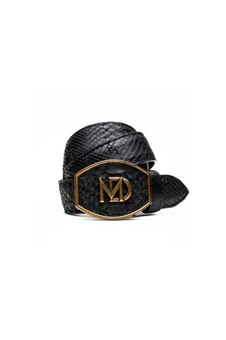 Marco Di Milano Arkansas Men’s Black Genuine Python Skin Belt (MDMB1046)-AmbrogioShoes
