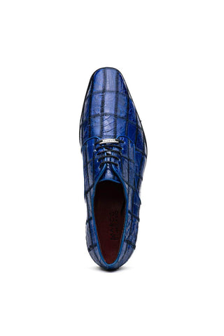 Marco Di Milano Asti Electric Blue Genuine Caiman Crocodile Patchwork Derby (MDM1208)-AmbrogioShoes