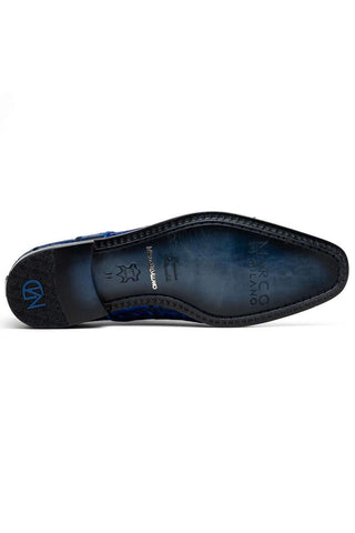 Marco Di Milano Asti Electric Blue Genuine Caiman Crocodile Patchwork Derby (MDM1208)-AmbrogioShoes