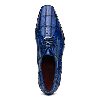 Marco Di Milano Asti Men's Shoes Electric Blue Genuine Caiman Crocodile Patchwork Derby (MDM1208)-AmbrogioShoes