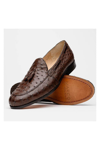 Marco Di Milano Aubiere Exotic Brown Ostrich Tassels Loafers (MDM1198)-AmbrogioShoes