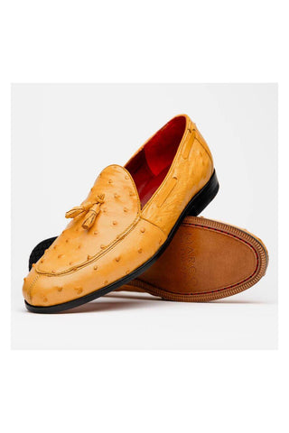 Marco Di Milano Aubiere Exotic Buttercup Ostrich Tassels Loafers (MDM1198)-AmbrogioShoes