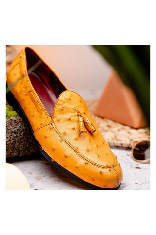 Marco Di Milano Aubiere Exotic Buttercup Ostrich Tassels Loafers (MDM1198)-AmbrogioShoes