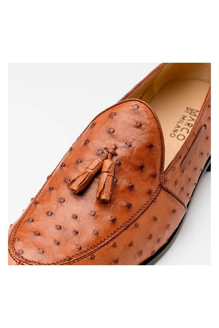 Marco Di Milano Aubiere Exotic Cognac Ostrich Tassels Loafers (MDM1198)-AmbrogioShoes