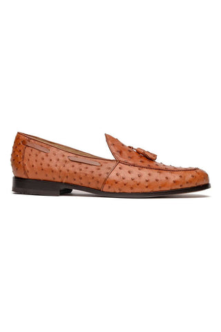 Marco Di Milano Aubiere Exotic Cognac Ostrich Tassels Loafers (MDM1198)-AmbrogioShoes