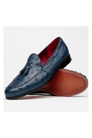 Marco Di Milano Aubiere Exotic Navy Ostrich Tassel Loafers (MDM1198)-AmbrogioShoes