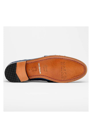 Marco Di Milano Aubiere Exotic Navy Ostrich Tassel Loafers (MDM1198)-AmbrogioShoes