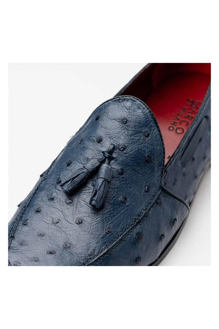 Marco Di Milano Aubiere Exotic Navy Ostrich Tassel Loafers (MDM1198)-AmbrogioShoes