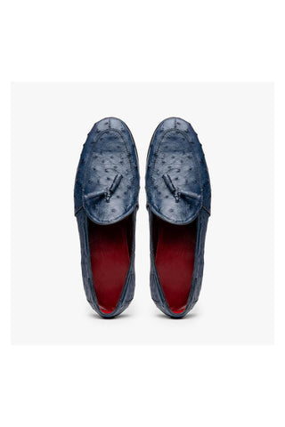Marco Di Milano Aubiere Exotic Navy Ostrich Tassel Loafers (MDM1198)-AmbrogioShoes