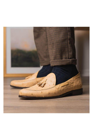 Marco Di Milano Aubiere Exotic Orix Ostrich Tassels Loafers (MDM1198)-AmbrogioShoes